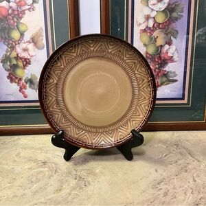Noble Excellence NATIVE HABITAT Geometric Salad Plate 8.25" Tan Brown EUC